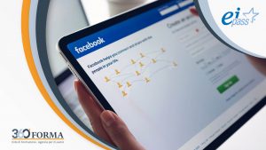 cover corso eipass facebook marketing raffigurante la pagina di login di facebook su un tablet