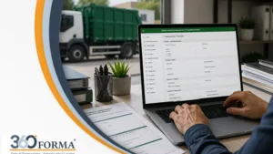 Professionista al computer durante un corso RENTRI online sulla tracciabilità digitale dei rifiuti